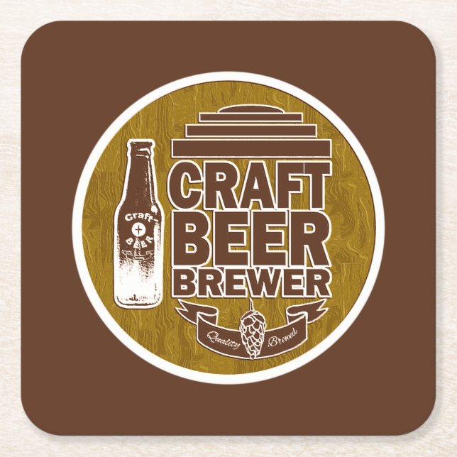 Posavasos Cuadrado De Papel Craft Beer Brewer (Anverso)