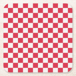 Posavasos Cuadrado De Papel Cranberry fizz checkerboard pattern