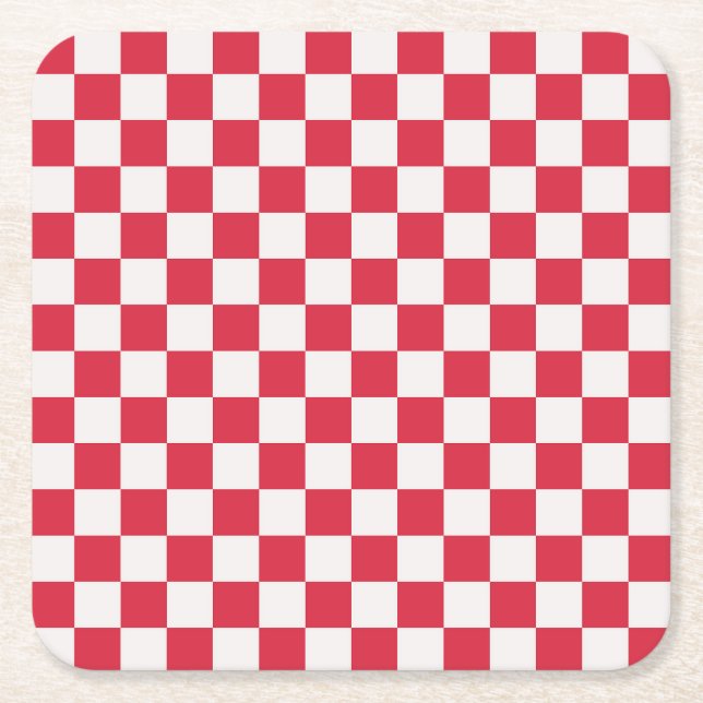 Posavasos Cuadrado De Papel Cranberry fizz checkerboard pattern (Anverso)