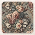 Posavasos Cuadrado De Papel Crash de terciopelo - Diseño victoriano gótico<br><div class="desc">Se rompe un ramo barroco bajo presión —las peonías exuberantes se rompen de piedra y hueso a medida que salen de los escombros visajes escarpados. El Accidente de Terciopelo es una belleza inacabada, donde la elegancia floral choca con la furia, y los pétalos de terciopelo suavizan la mordedura de la...</div>
