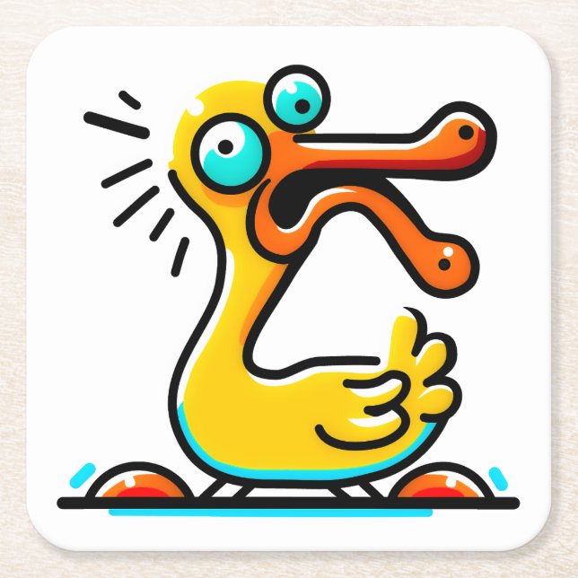 Posavasos Cuadrado De Papel Crazy Ente  (Anverso)
