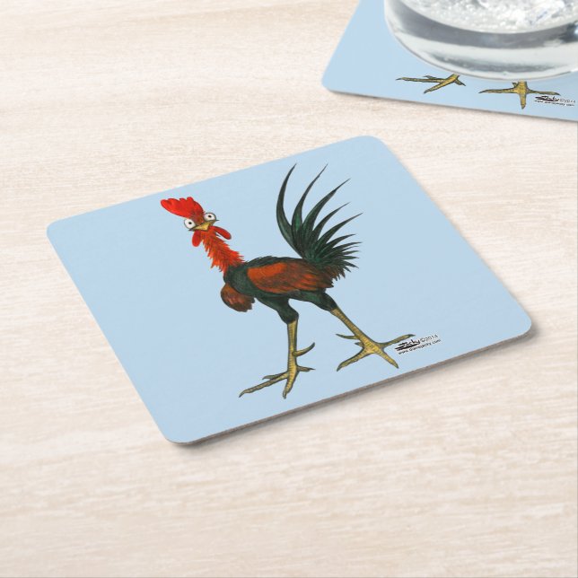 Posavasos Cuadrado De Papel Crazy Rooster (En perspectiva)