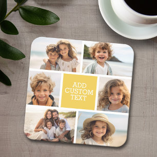 Posavasos Cuadrado De Papel Crea tu propio collage de fotos - 6 fotos Monogram