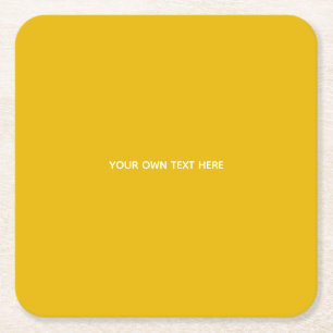 Posavasos Cuadrado De Papel Crea tu propio diseño amarillo personalizado