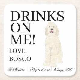 Posavasos Cuadrado De Papel Cream Doodle Doodle Dog Boda