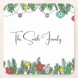 Posavasos Cuadrado De Papel Crear Recuerdos alrededor del árbol