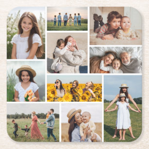 Posavasos Cuadrado De Papel Crear su propio Collage de fotos de 10