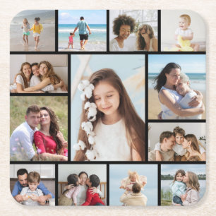 Posavasos Cuadrado De Papel Crear su propio Collage de fotos de 13