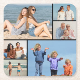Posavasos Cuadrado De Papel Crear su propio Collage de fotos de 6