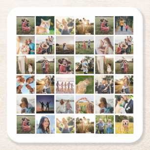 Posavasos Cuadrado De Papel Crear su propio Collage de fotos personalizado