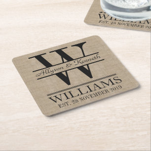 Posavasos Cuadrado De Papel Crear su propio Monograma de Aniversario con el lo