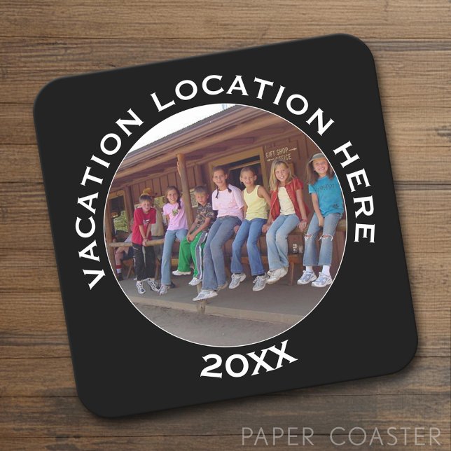 Posavasos Cuadrado De Papel Crear un recuerdo de vacaciones con foto y texto (Custom Coaster)