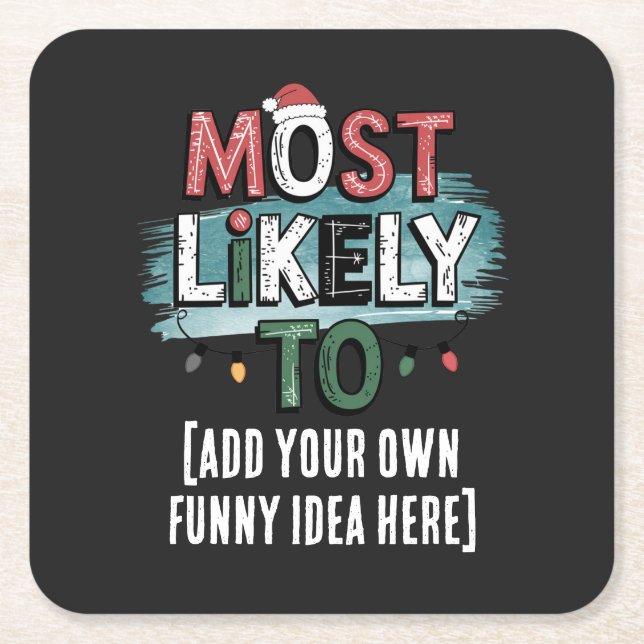 Posavasos Cuadrado De Papel 😂 crear una cita de Navidades divertidos con más  (Anverso)