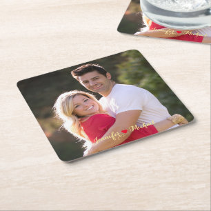 Posavasos Cuadrado De Papel Crear una pareja de Personalizados de papel fotogr