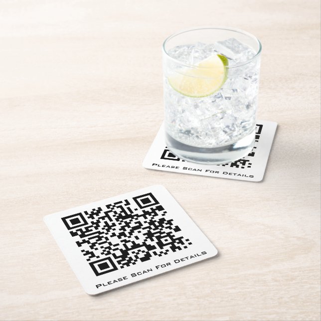 Posavasos Cuadrado De Papel Create Your Own Business QR code (In situ)