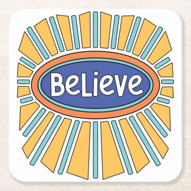 Posavasos Cuadrado De Papel Creer - Tener fe (Anverso)