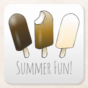 Posavasos Cuadrado De Papel Crema de hielo divertida de verano