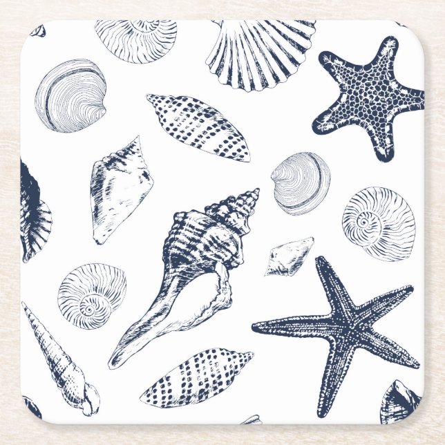 Posavasos Cuadrado De Papel Criaturas submarinas (Anverso)