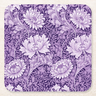 Posavasos Cuadrado De Papel Crisantemo morado, William Morris