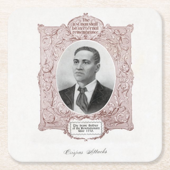 Posavasos Cuadrado De Papel Crispus Attucks: Mártir de la Revolución Americana (Anverso)