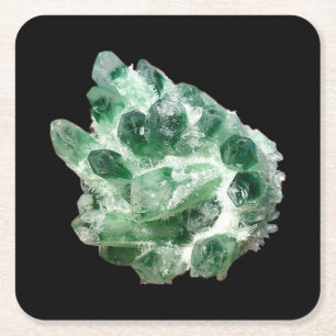 Posavasos Cuadrado De Papel Cristal de Cuarzo Clorito Mineral Estético Natural