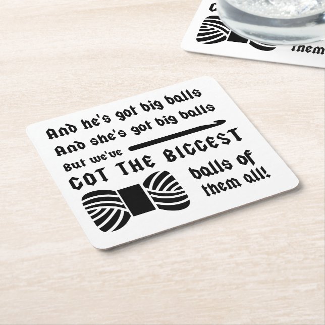 Posavasos Cuadrado De Papel Crochet: Grandes bolas de artesanía yarn (En perspectiva)