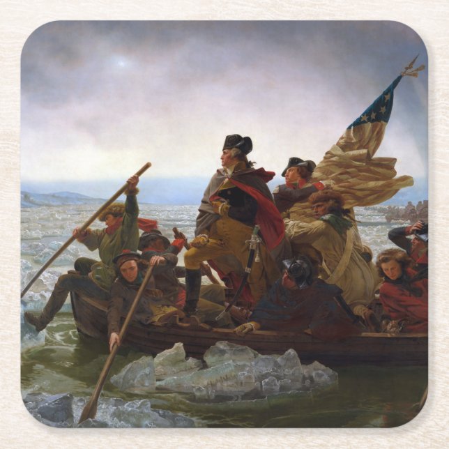 Posavasos Cuadrado De Papel Crossing Delaware 1776: General George Washington (Anverso)
