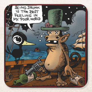 Posavasos Cuadrado De Papel Crow Drinky Siendo Bastantes Borrachos