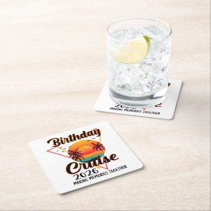 Posavasos Cuadrado De Papel Crucero de cumpleaños 2026 Creando recuerdos junto