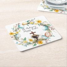 Cruz con huevos decorativos I floral Pascua