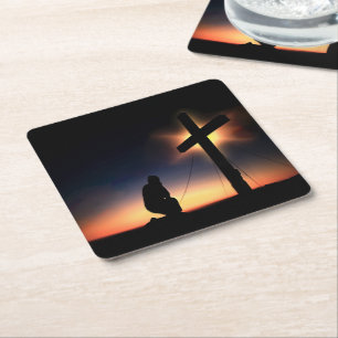 Posavasos Cuadrado De Papel Cruz de Crucifixión de Jesucristo