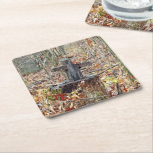 Posavasos Cuadrado De Papel Cruz en los bosques