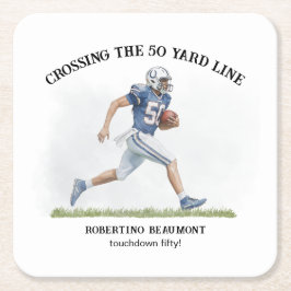 Posavasos Cuadrado De Papel Cruzando el 50 aniversario del Fútbol Americano
