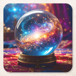 Posavasos Cuadrado De Papel Crystal Ball - Veo Un Evento Cósmico En Tu Futuro