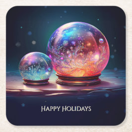 Posavasos Cuadrado De Papel Crystal Snowballs Holiday Paper Coaster