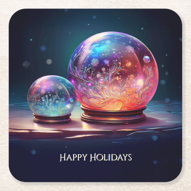 Posavasos Cuadrado De Papel Crystal Snowballs Holiday Paper Coaster (Anverso)