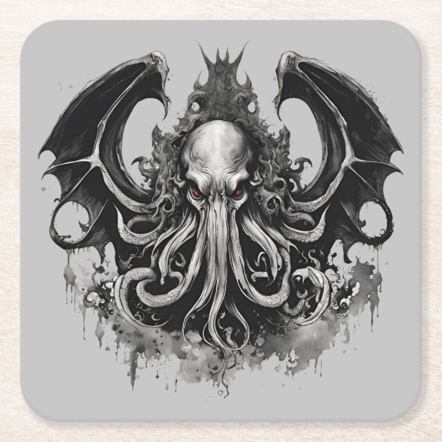 Posavasos Cuadrado De Papel Cthulhu (Anverso)