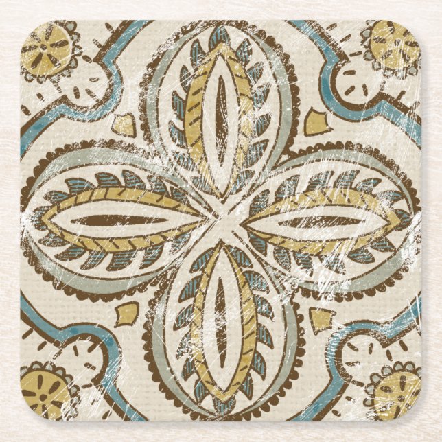 Posavasos Cuadrado De Papel Cuadrado No-Embellecido III del batik (Anverso)