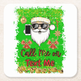 Posavasos Cuadrado De Papel Cuadrador de papel Funny Santa Call Me Text Me