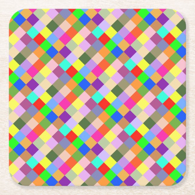 Posavasos Cuadrado De Papel Cuadrados al cuadrado (Anverso)