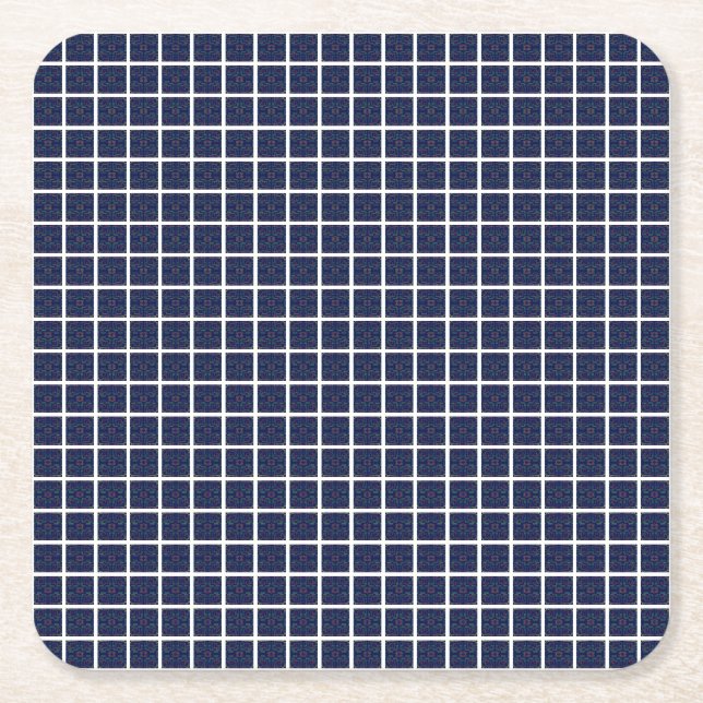 Posavasos Cuadrado De Papel Cuadrados azules de papel (Anverso)