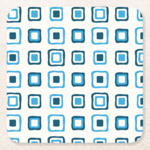 Posavasos Cuadrado De Papel Cuadrados azules en plazas azules - reutilizables