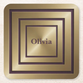 Posavasos Cuadrado De Papel Cuadrados Concéntricos Monograma Conjunto de Monog