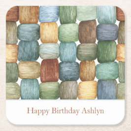 Posavasos Cuadrado De Papel Cuadrados Cumpleaños Verde Marrón Azul Amarillo