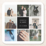 Posavasos Cuadrado De Papel Cuadrícula de imágenes de Collage de fotos Boda mo<br><div class="desc">Celebre su gran día con un toque personal utilizando nuestra moderna Collage de fotos de Boda de imágenes Grid Square Paper Coaster. Este diseño contemporáneo presenta un diseño de cuadrícula limpio que le permite mostrar fotos de bodas o de compromiso favoritos en un formato elegante y minimalista. Perfecto para recepciones,...</div>