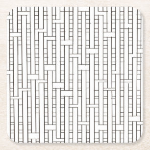 Posavasos Cuadrado De Papel Cuadrícula Industrial - Geométrico Moderno Blanco 