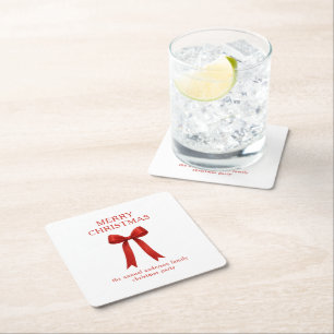 Posavasos Cuadrado De Papel Cuadrillo rojo amargo Navidad