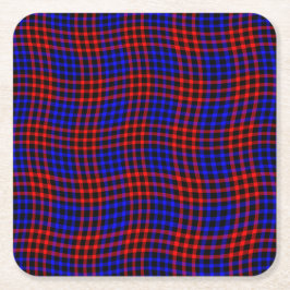 Posavasos Cuadrado De Papel Cuadro Escocés Rojo Azul Patrón Continuo