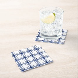 Posavasos Cuadrado De Papel Cuadro náutico azul y blanco