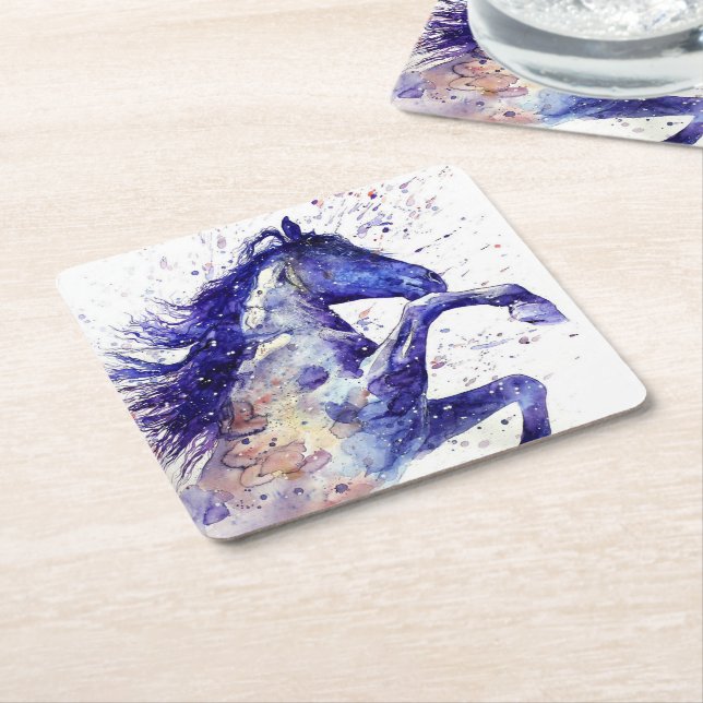 Posavasos Cuadrado De Papel Cuadros artísticos de acuarela (En perspectiva)